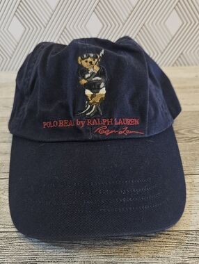 Polo Ralph Lauren Bear Baseball Cap Hat Scuba Dive Bear Navy Embroidered One Sz